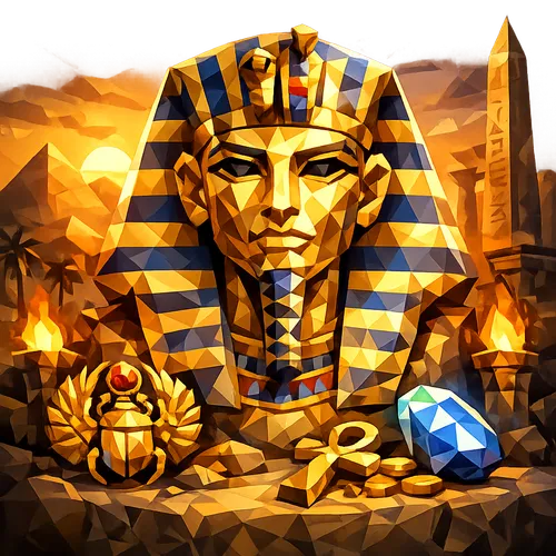 Glossy 3D render of a golden scarab beetle, symbolizing ancient Egyptian civilizations, with dramatic lighting and deep shado